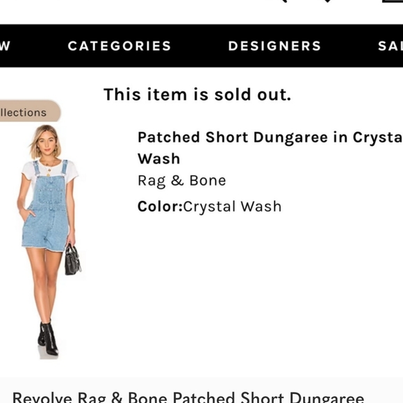 Rag & Bone Light Wash Denim Blue Dungarees Short Overalls/ Jumper L ($295) NWT - Picture 14 of 16